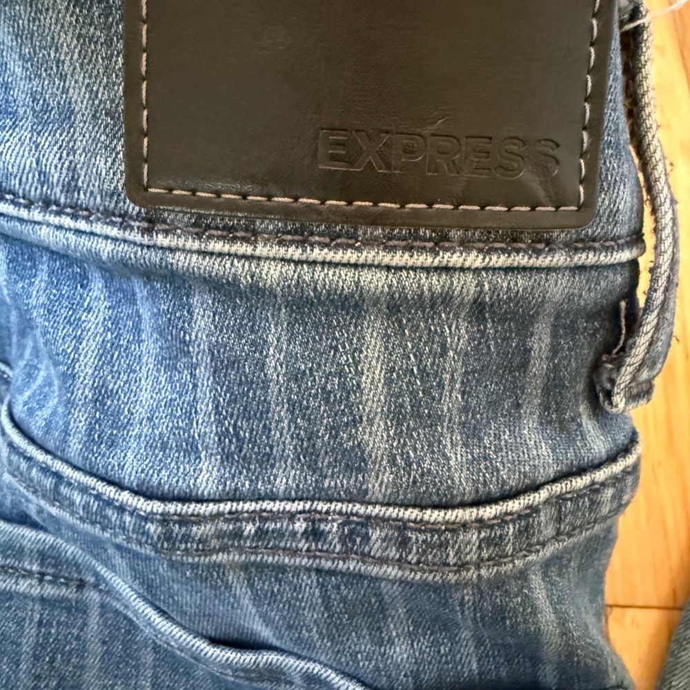 Express Blue Straight Leg Denim Jeans - Picture 6 of 10